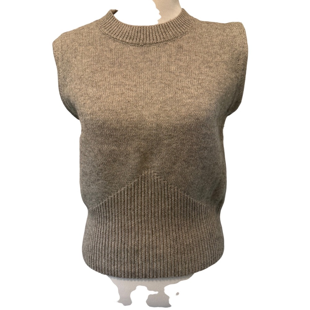 Truth by Republic Womens Medium Heathered Tan Ribbed Hem Knit Sweater Vest Top